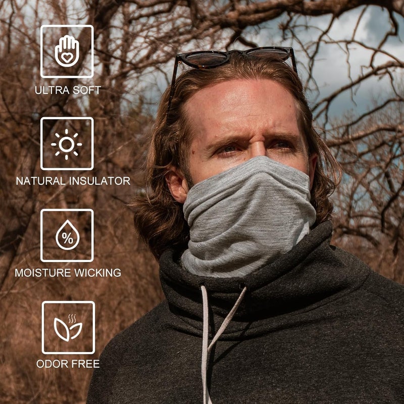 ACUSHLA 100% Merino Wool Neck Gaiter for Men & Women Ski Face Mask Winter Scarf Neck Warmer All Weather, Midweight Maple Leaf - Image 3